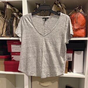 Banana Republic Gray Linen V-Neck Tee